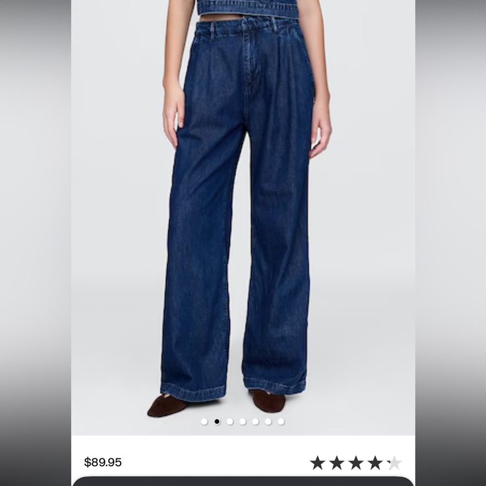 Gap 365 High Rise Denim Trouser Jean Pants Pleated Front Womens Size 8